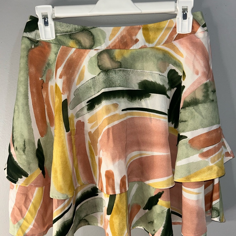 SHEIN Multicolor Abstract Skater Skirt
